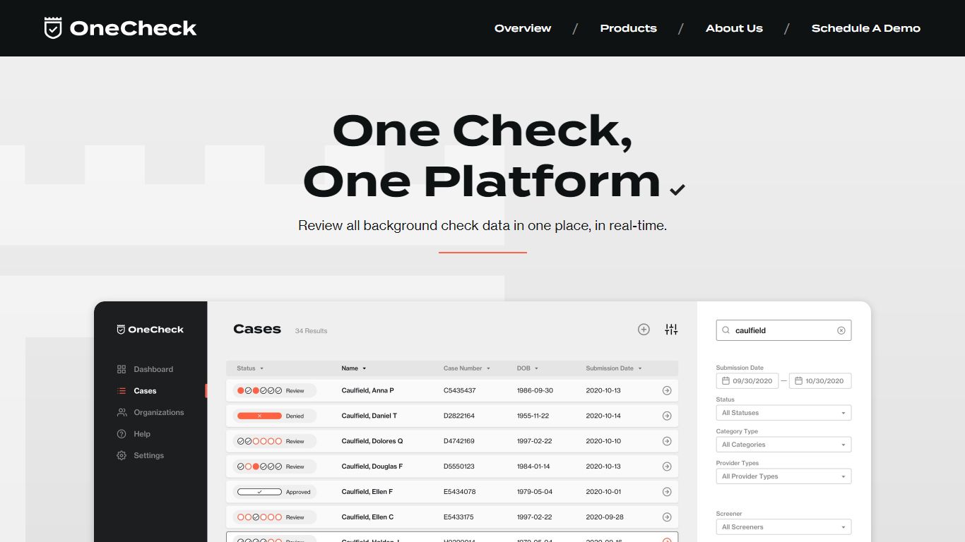 OneCheck - Review all background check data in one place